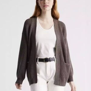 Quince Women’s Size XS Brown Organic Cotton Open Front Oversized Cardigan Casual